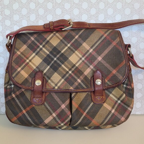 Dooney and Bourke Plaid Coated Canvas Bag w/ Adjustable Shoulder Strap - Picture 1 of 16